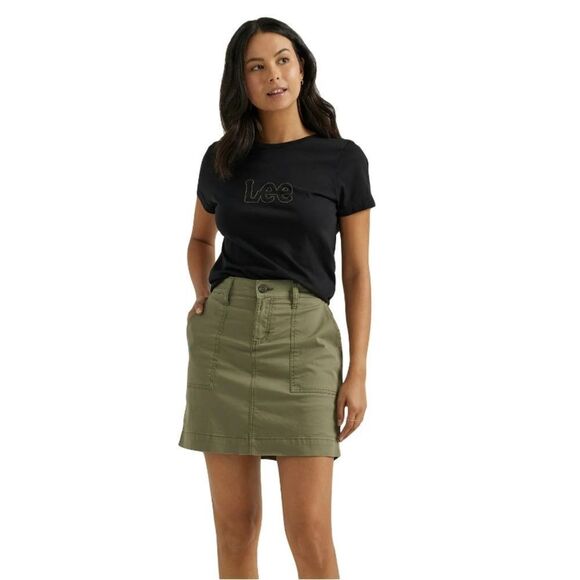 "NEW" Lee Lichen Green Mid Rise Stretch Ultra Soft Waistband Skort Ladies 14 - Picture 1 of 13